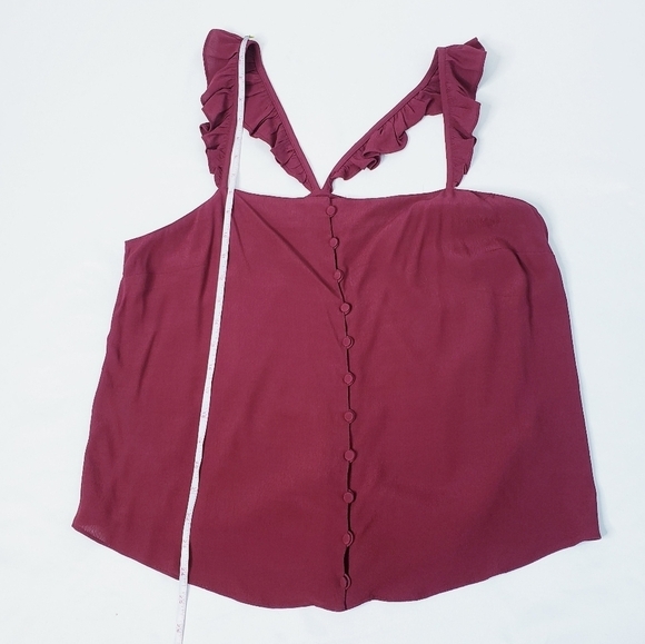 NWT Madewell Ruffle Strap Cami Tank Top Burgundy - Picture 5 of 7